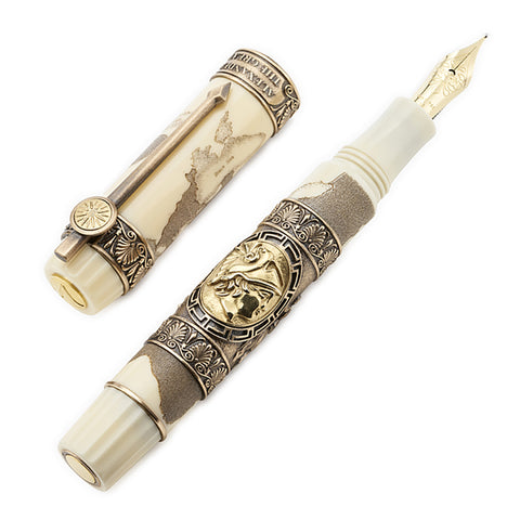 Visconti Limited Editions fountain pen with ivory body and ornate gold engravings