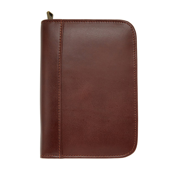Aston Leather 10 Slot Pen Case - Cognac on white background