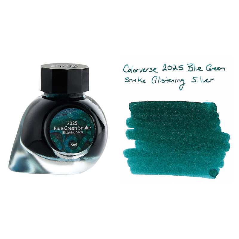 Colorverse Blue Green Snake Glistening Silver (Special Edition) - 15ml Bottled Ink