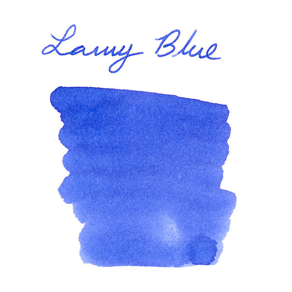 Blue ink swatch with 'Lamy Blue' text on a white background