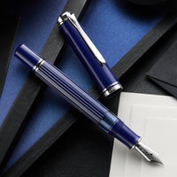 Pelikan M815 Fountain Pen - Metal Striped Blue (Special Edition)