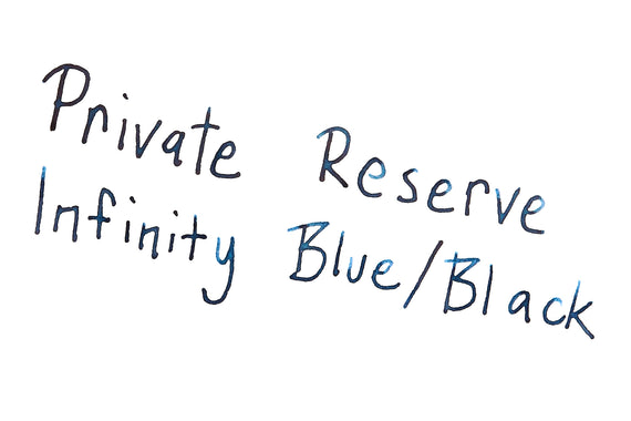 Private Reserve Infinity Blue/Black fountain pen ink writing sample
