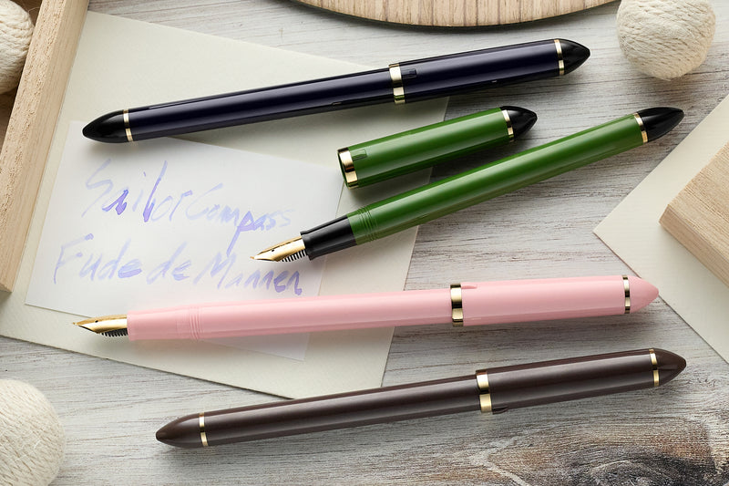 Sailor Compass Fude De Mannen Fountain Pen - Dark Green, 55°