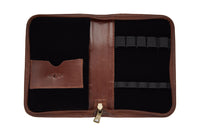 Aston Leather 10 Slot Pen Case - Cognac