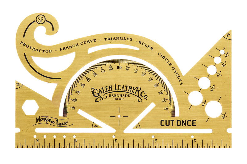Galen Leather Brass Protractor and Combined Tool