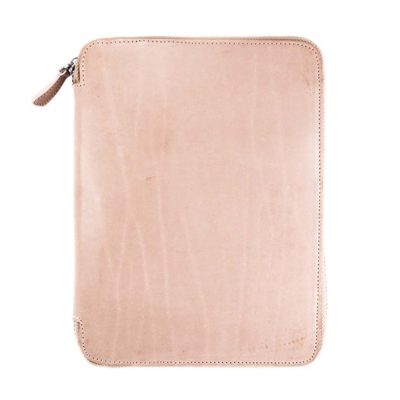 Galen Leather Zippered A5 Notebook Folio - Natural