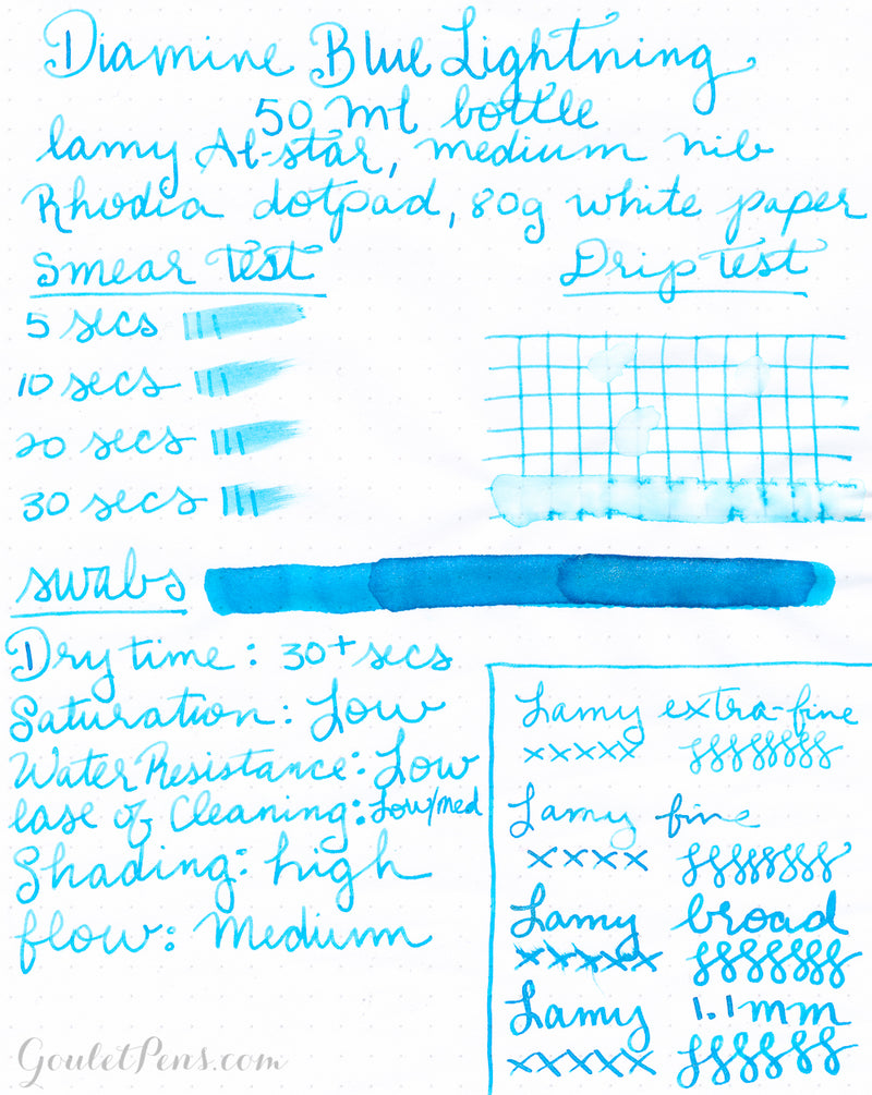 Diamine Blue Lightning - Ink Sample