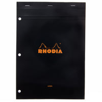 Rhodia No. 18 A4 Notepad - Black, Lined with 3-Hole Punch