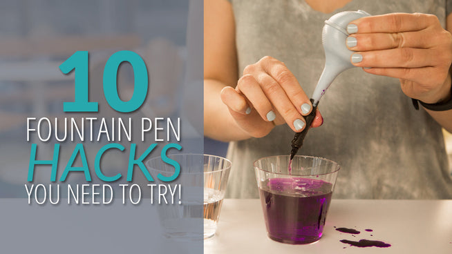 10 Fountain Pen Hacks You Need To Try text next to bulb syringe being used to clean a pen
