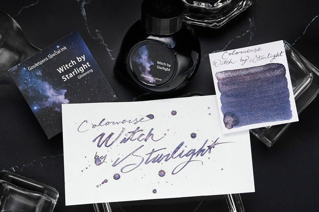 Coloverse Witch By Starlight Fountain Pen Ink and writing sample on dark background