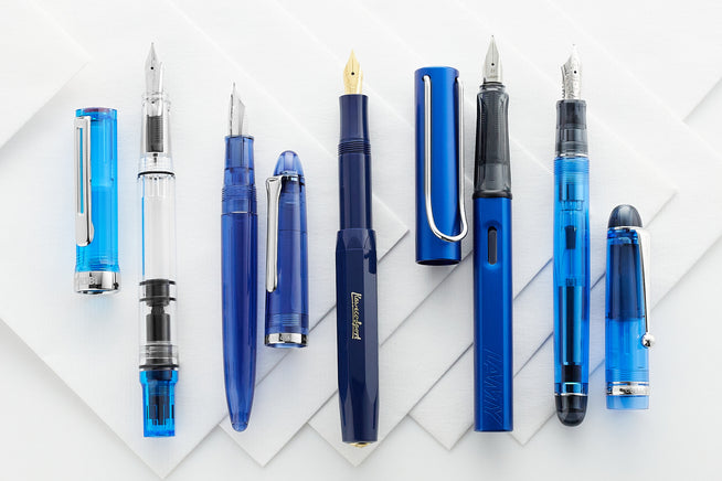 Brian Goulet, blue fountain pens, text: "king of blue"