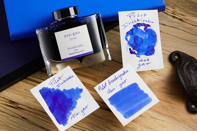 Pilot Iroshizuku Asa-gao fountain pen ink, with swabs