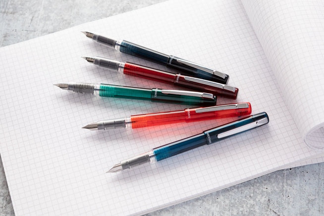 The Platinum Prefounte assorted colors on white notepad