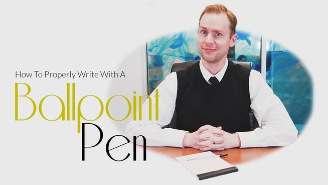 How to Properly Write With A Ballpoint Pen text next to Drew Brown