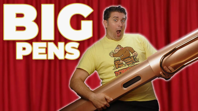 Best Big Pens, Brian Goulet holding a large LAMY safari fountain pen