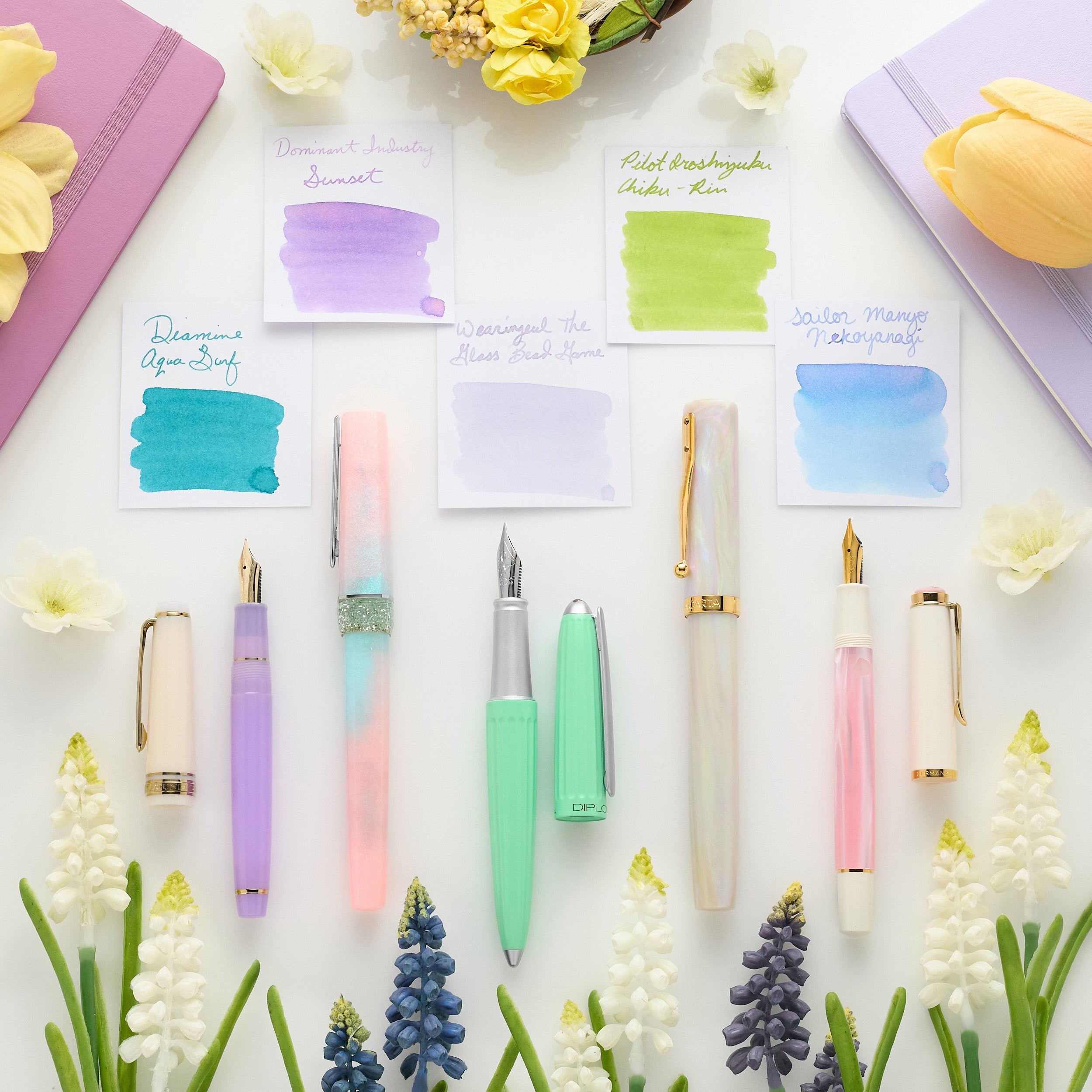 Spring Pen Set Fountain Pens & Ink in Spring Colors - The Goulet Pen Company