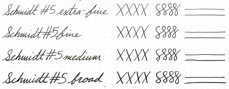 Schmidt #5 steel nib writing samples