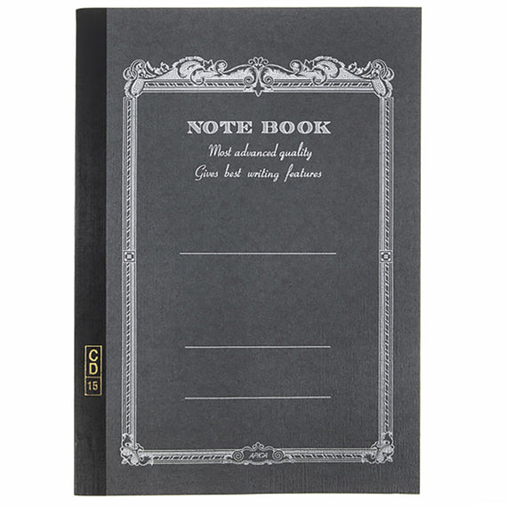 Black notebook on white background