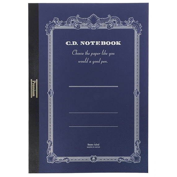 Apica Premium CD A4 Notebook - Blue, Lined on white background