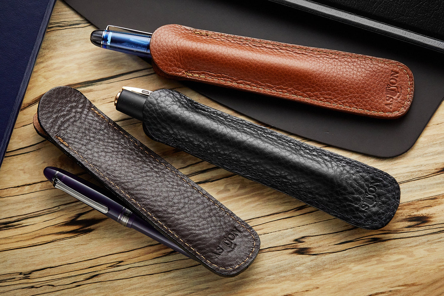 Aston Soft Leather Pen Case (3 Pens)