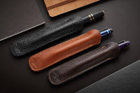 Aston Leather Single Slip Pen Pouch - Dark Brown