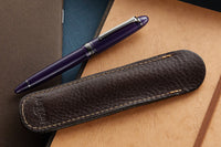 Aston Leather Single Slip Pen Pouch - Dark Brown