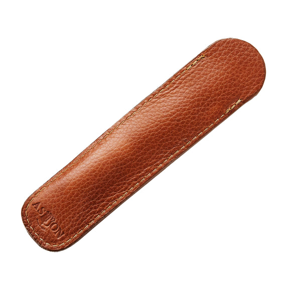 Aston Leather Single Slip Pen Pouch - Tan on white background