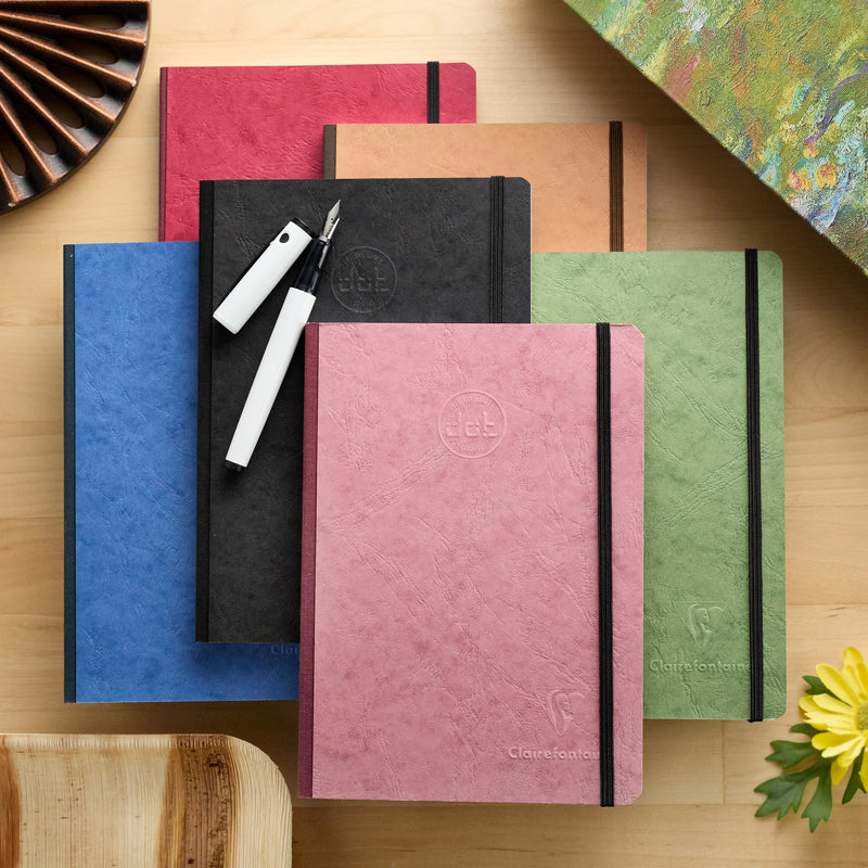 Clairefontaine Basic Clothbound A5 Notebook - Rose, Dot Grid