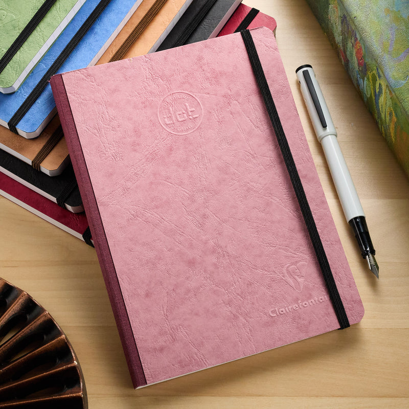 Clairefontaine Basic Clothbound A5 Notebook - Rose, Dot Grid