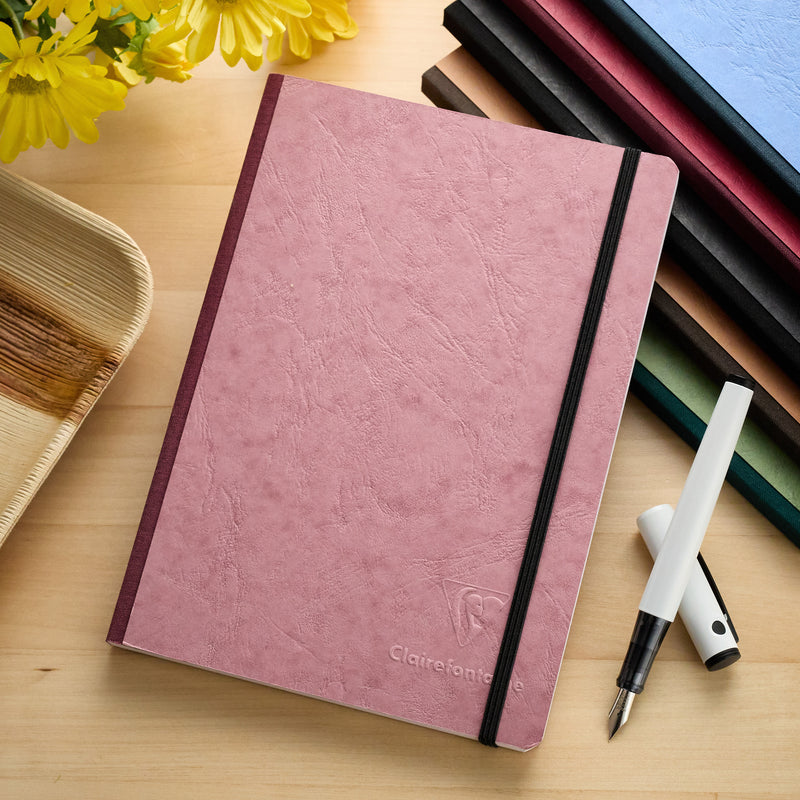 Clairefontaine Basic Clothbound A5 Notebook - Rose, Lined