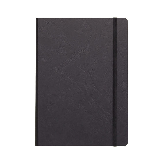 Clairefontaine Basic Clothbound A5 Notebook - Black, Lined on white background