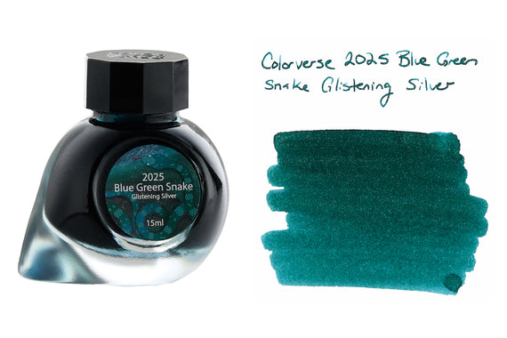 Colorverse Blue Green Snake Glistening Silver (Special Edition) - 15ml Bottled Ink