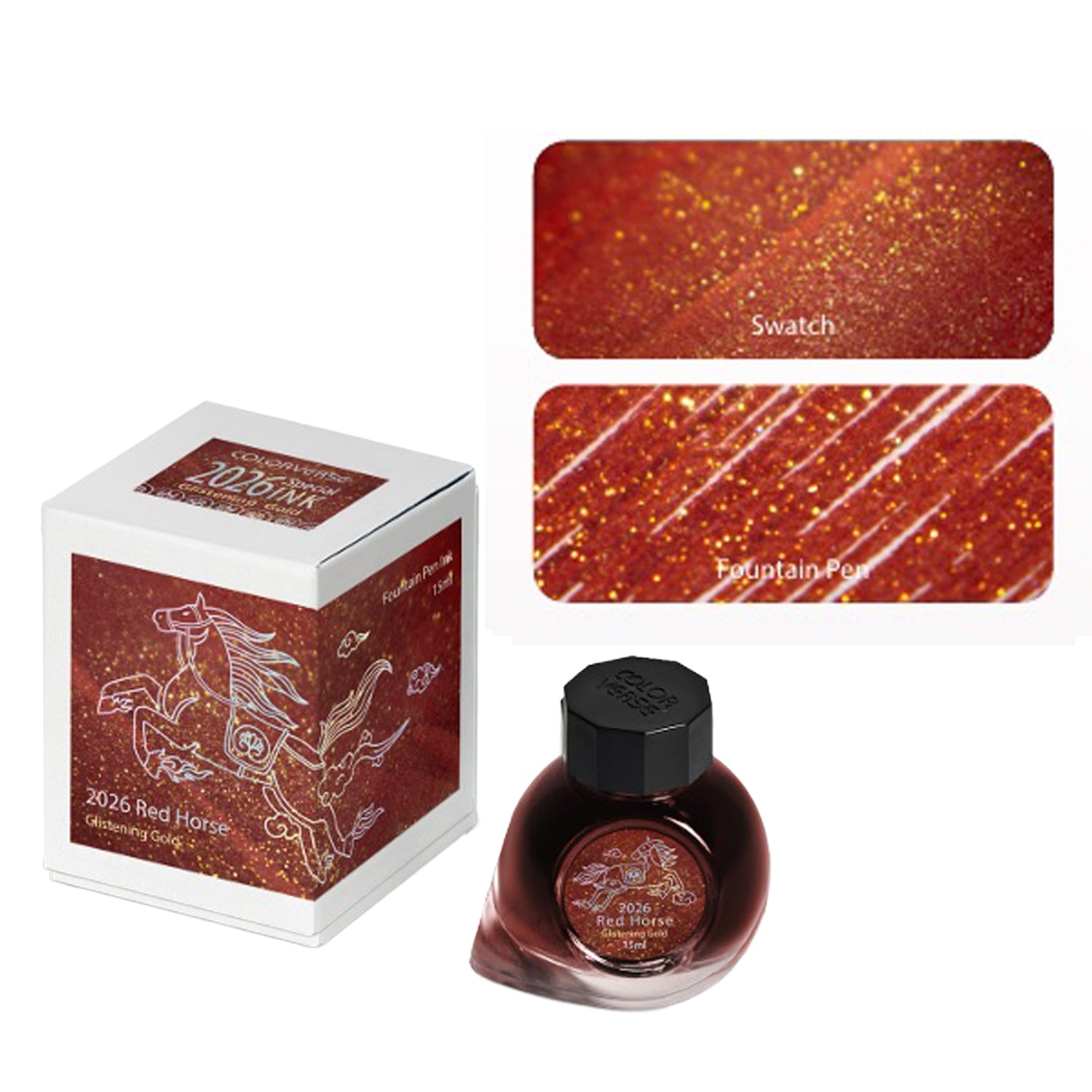 Colorverse Red Horse Glistening Gold - 15ml Bottled Ink - The Goulet ...