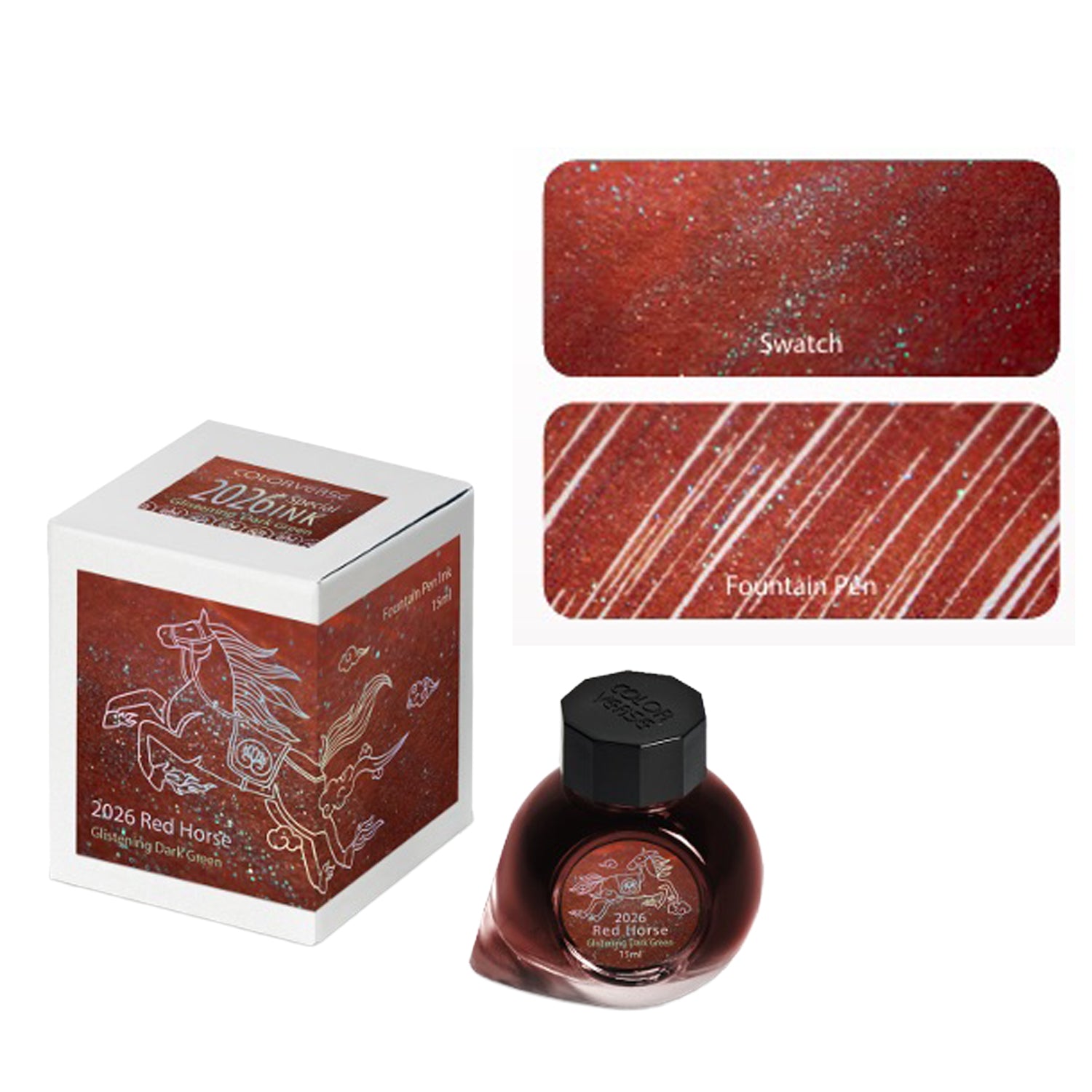 Colorverse Red Horse Glistening Dark Green - 15ml Bottled Ink - The ...