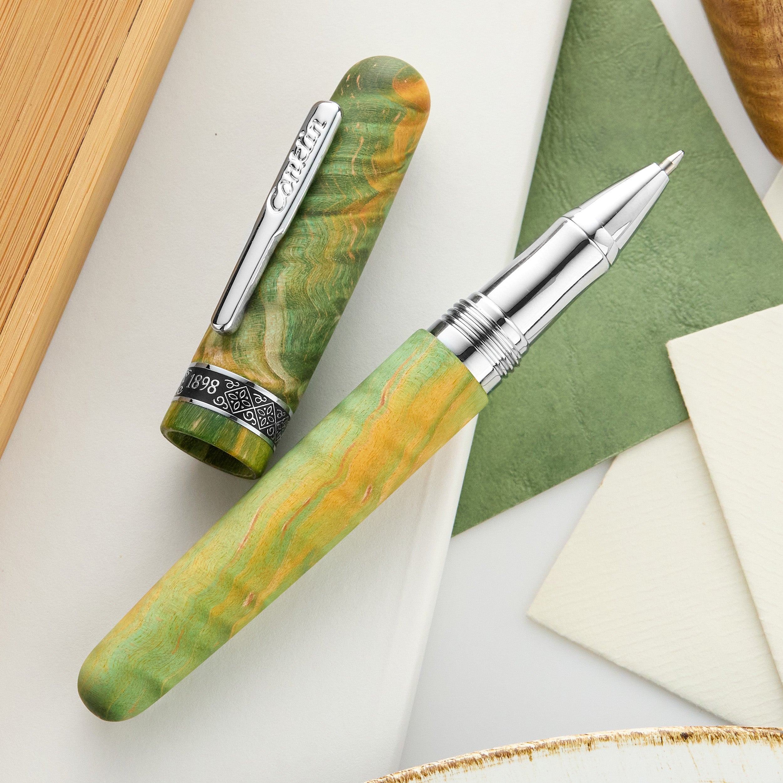 Conklin 1898 Gel Rollerball Pen - Stabilized Wood Matte Green (LE