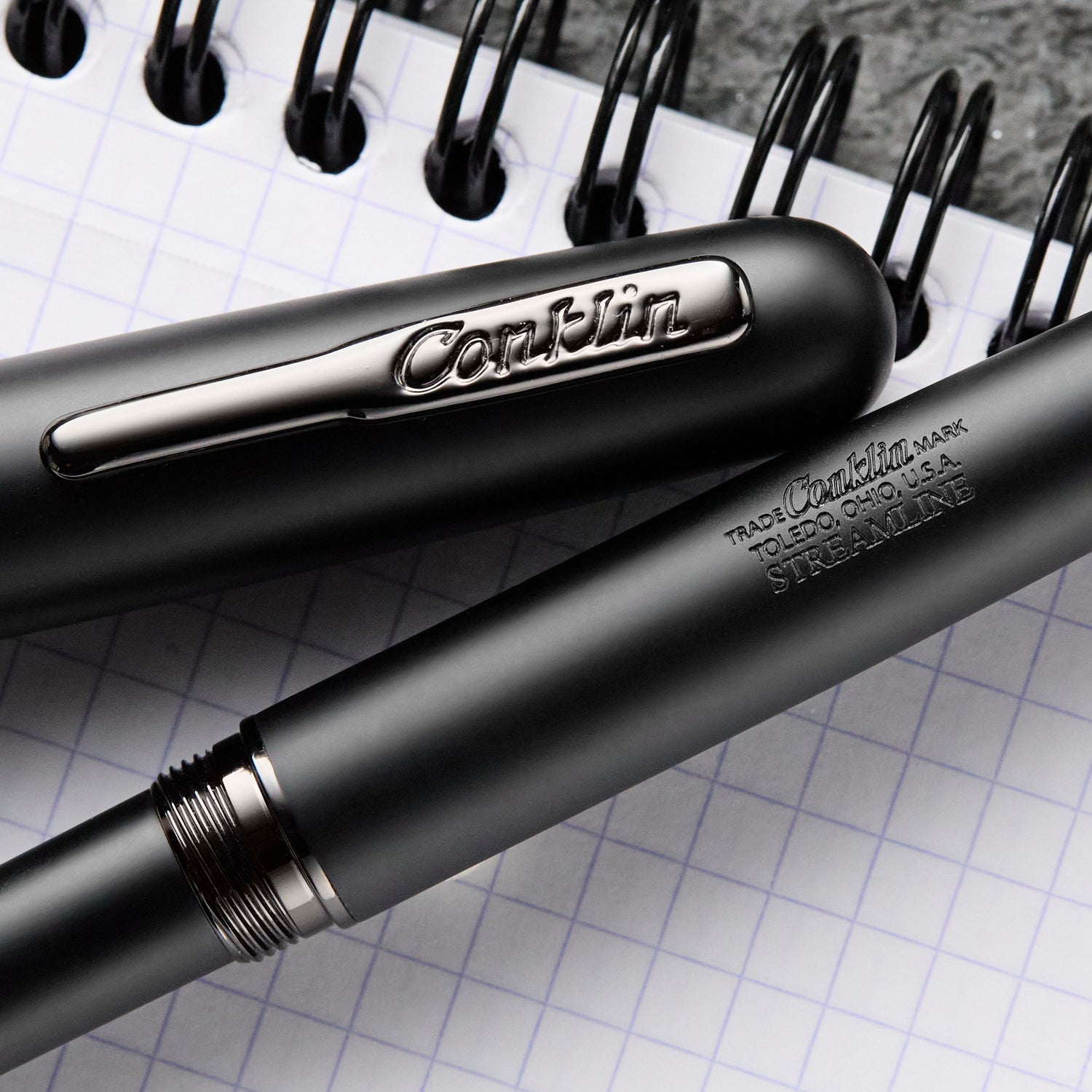 Conkline Conklin Streamline Fountain Pen - Matte Black / Gunmetal (Limited Edit ...