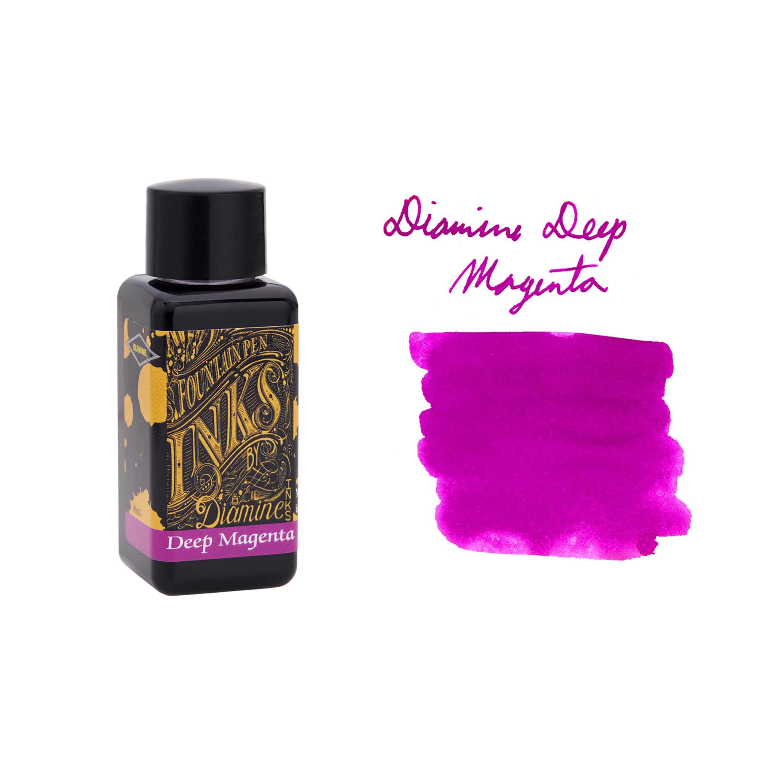 Diamine Füllfederhaltertinte 30ml - Farbkreis - 6 x Flaschen - Writers Blood, Sepia, Imperial Purple, Midnight, Hope Pink, Ultra Green