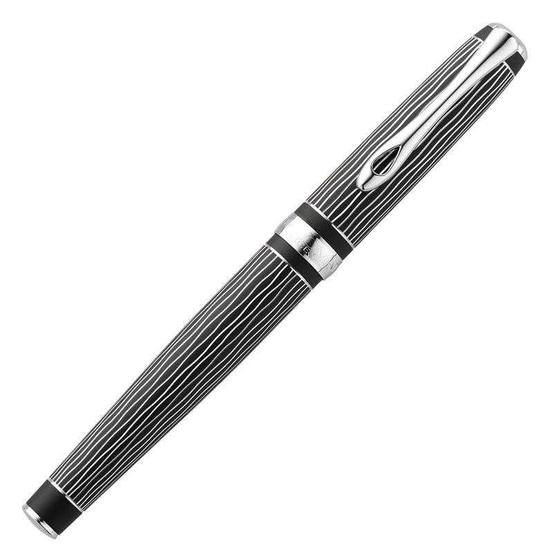 Diplomat Excellence A Plus Fountain Pen - Wave Guilloche Lapis Black