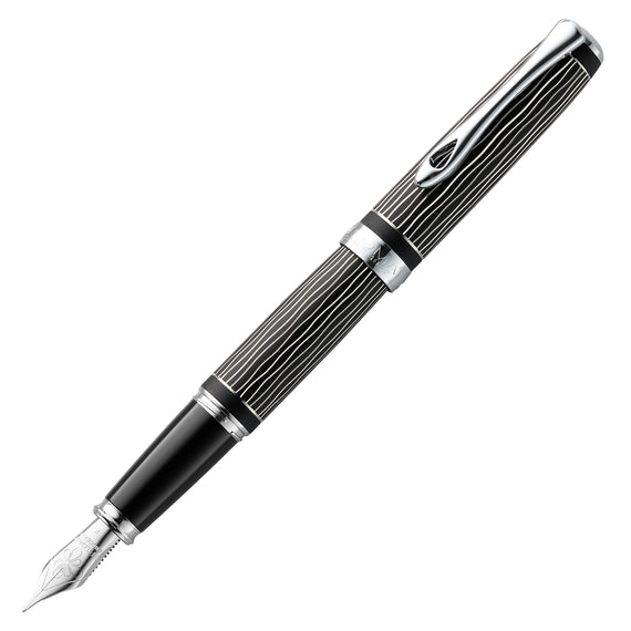 Diplomat Excellence A Plus Fountain Pen - Wave Guilloche Lapis Black