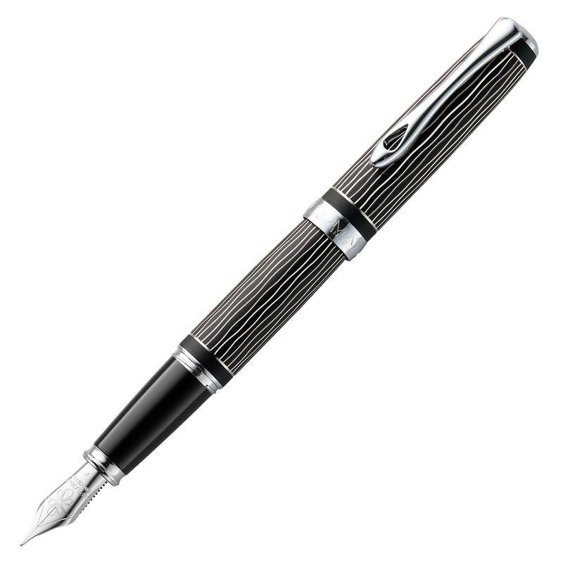 Diplomat Excellence A Plus Fountain Pen - Wave Guilloche Lapis Black