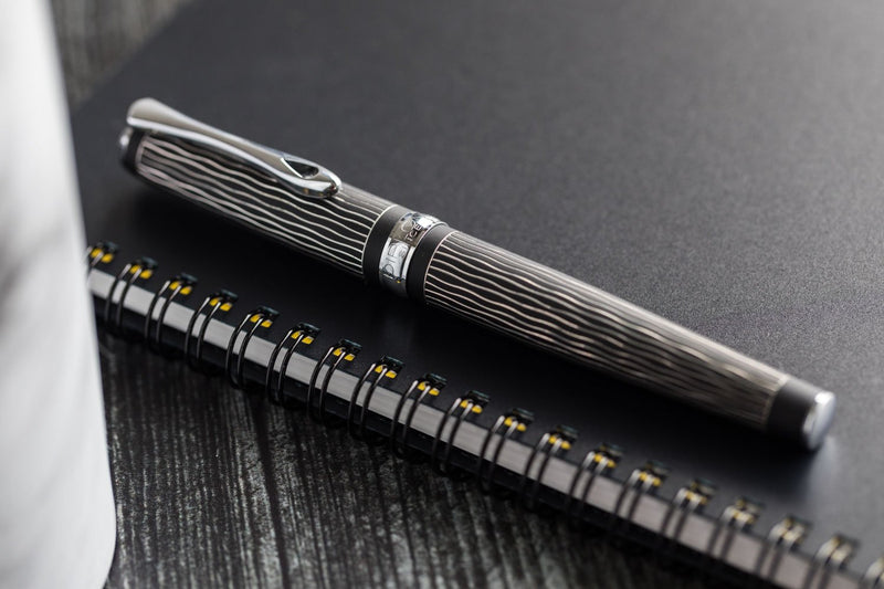 Diplomat Excellence A Plus Fountain Pen - Wave Guilloche Lapis Black