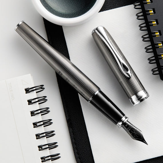 Diplomat Excellence A2 Fountain Pen - Guilloche Black/Chrome