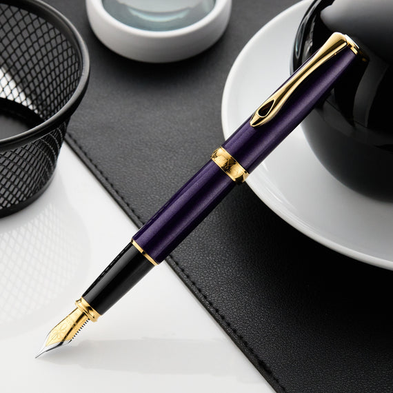 Diplomat Excellence A2 Fountain Pen - Violet Rain/Gold