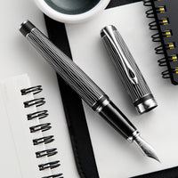 Diplomat Excellence A Plus Fountain Pen - Wave Guilloche Lapis Black
