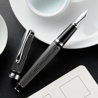 Diplomat Excellence A Plus Fountain Pen - Wave Guilloche Lapis Black