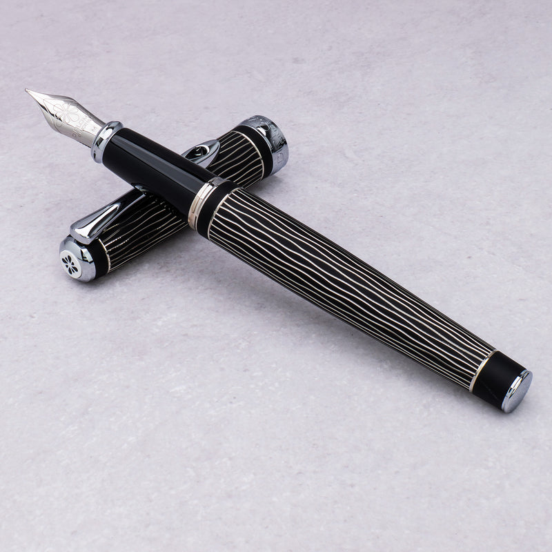 Diplomat Excellence A Plus Fountain Pen - Wave Guilloche Lapis Black