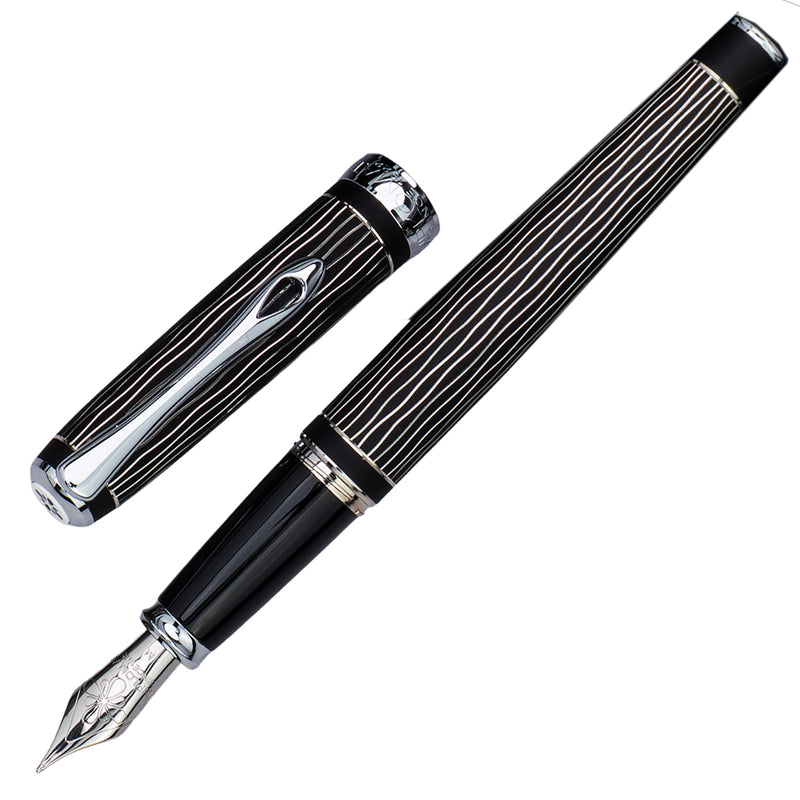 Diplomat Excellence A Plus Fountain Pen - Wave Guilloche Lapis Black