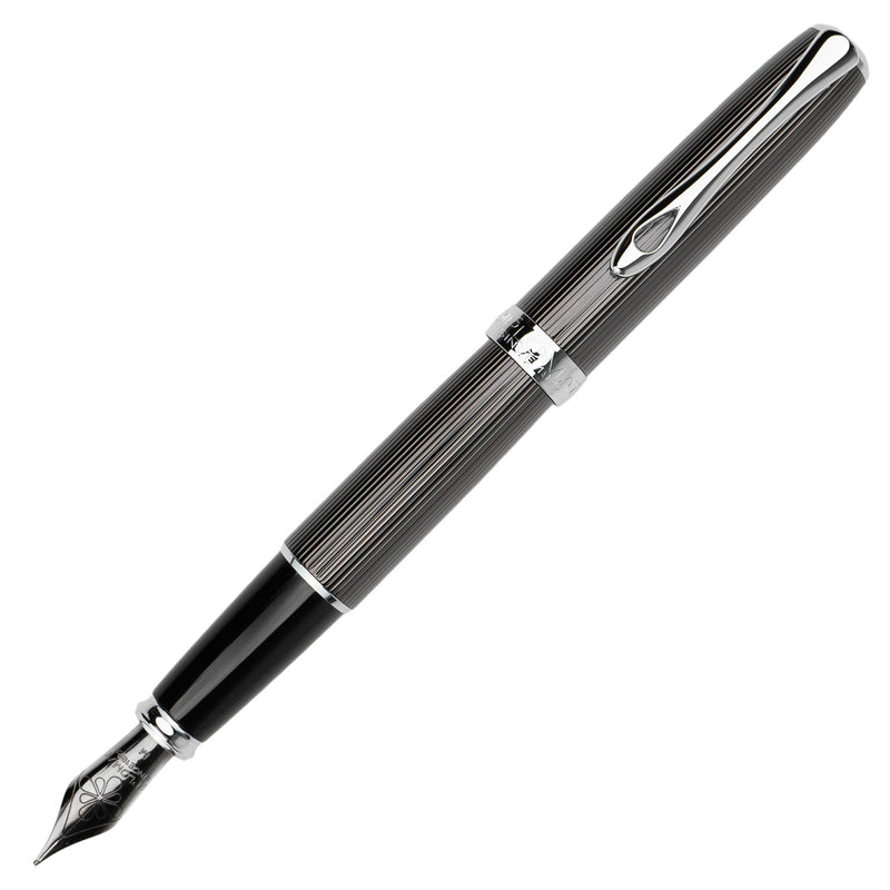 Diplomat Excellence A2 Fountain Pen - Guilloche Black/Chrome