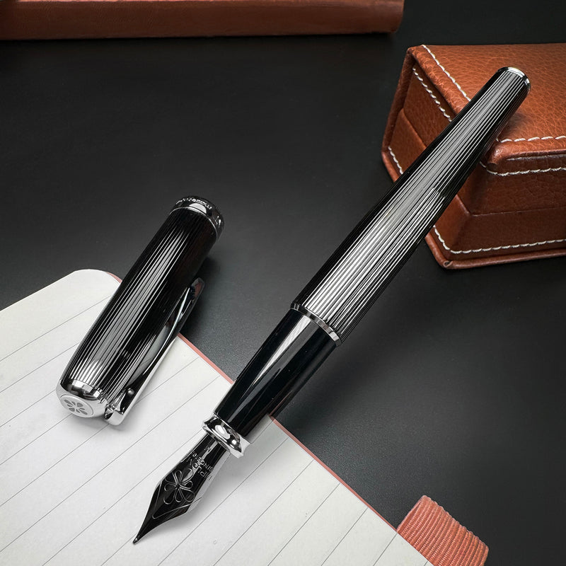 Diplomat Excellence A2 Fountain Pen - Guilloche Black/Chrome