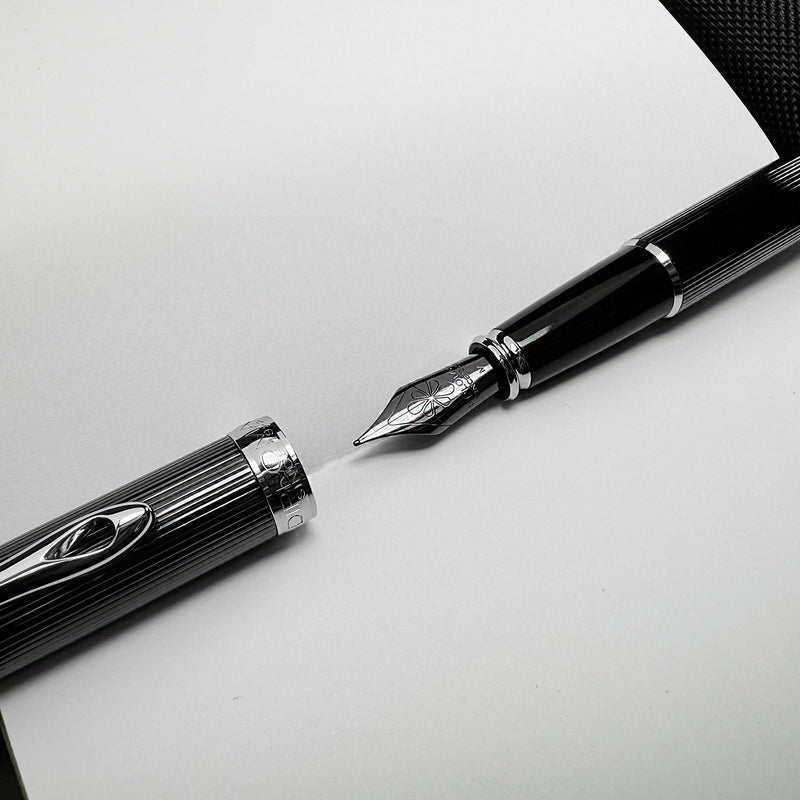 Diplomat Excellence A2 Fountain Pen - Guilloche Black/Chrome